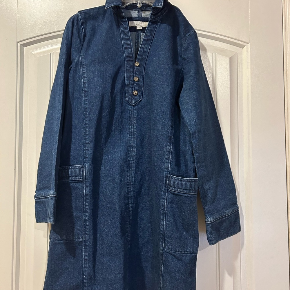 LOFT  Long Sleeve Dark Denim Dress